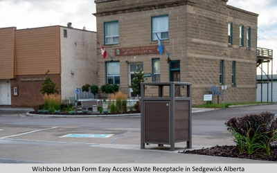 Wishbone Urban Form Easy Access Waste Receptacle in Sedgewick Alberta